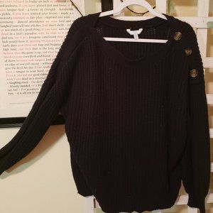 Black Chucky Sweater with Button Accents and Boat